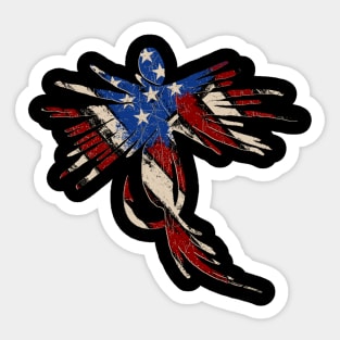 Vintage Red White and Blue American Flag Distressed Fly Fishing Sticker